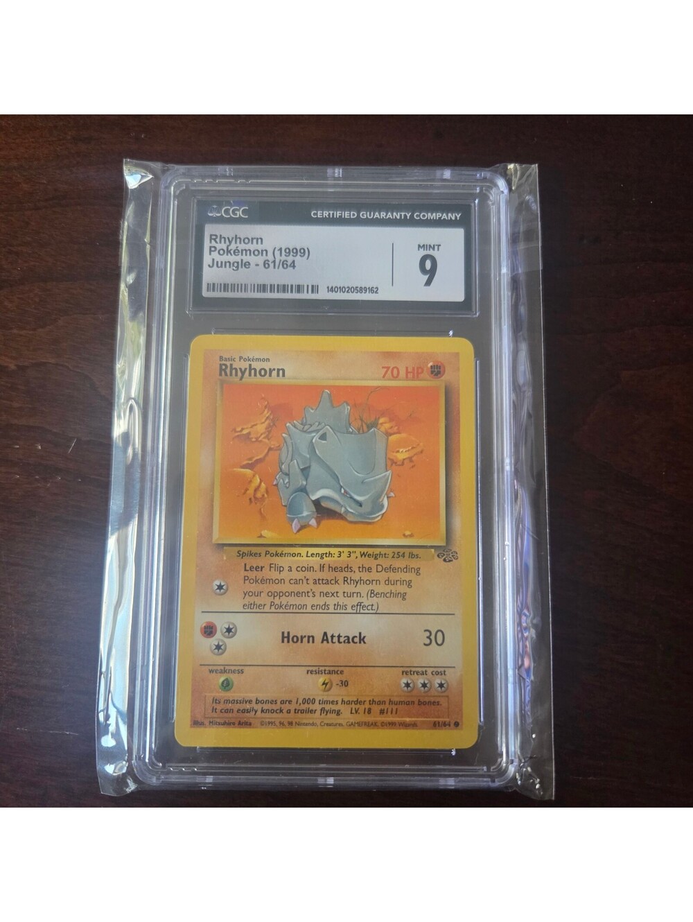 CGC 9 1999 Pokemon Jungle Rhyhorn 61 64 Card